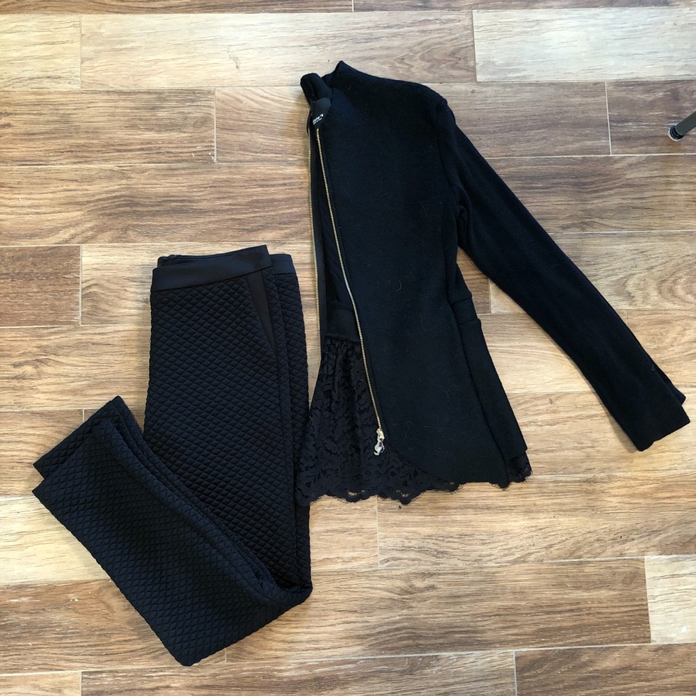 🆕w/ Tags Siste’s Black Wool Blazer w/ lace detail